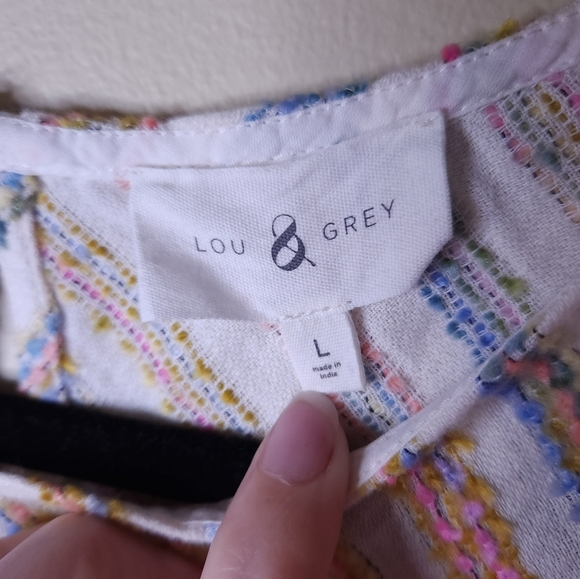 Lou & Grey Swing Dress Sleeveless Rainbow Stripe Pastel Spring Sz Large - Picture 3 of 9